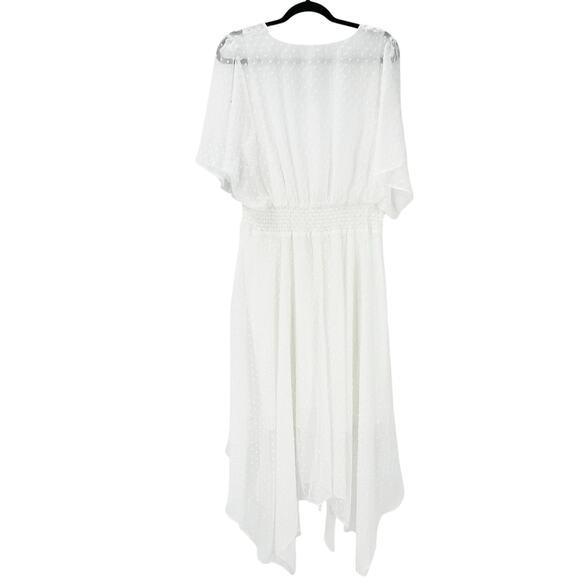 Signature by Robbie Bee Chiffon Textured Fit & Flare Midi Dress White S NWOT - Picture 6 of 11
